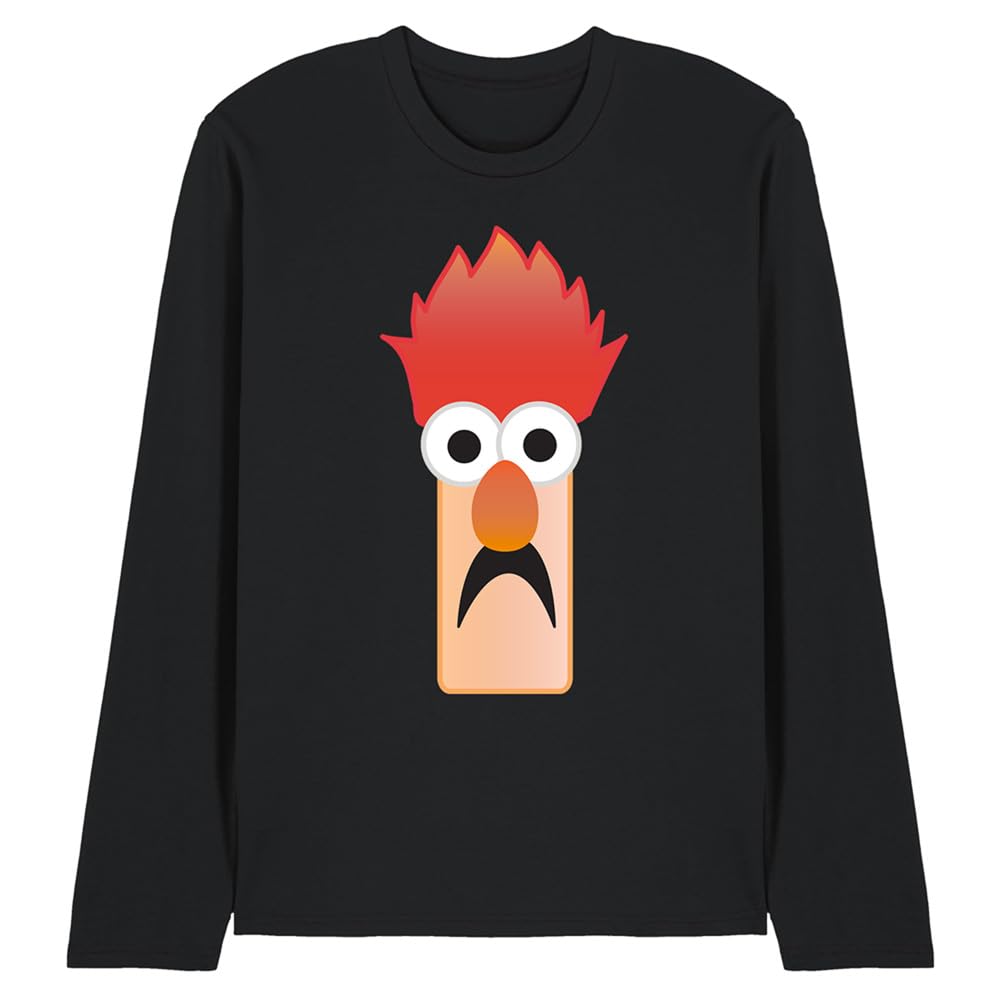Disney Unisex The Muppets Beaker Face Long Sleeve T-Shirt, Black | Size: 2XL