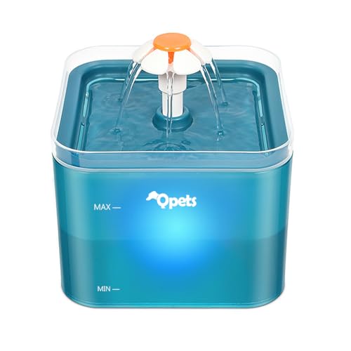 Image of Qpets Water Fountain for Cats 2.2L LED Floral Quiet Filter Green