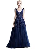 Babyonlinedress Sleeveless V-Neck Semi-Formal Maxi Dress (Navy,14)
