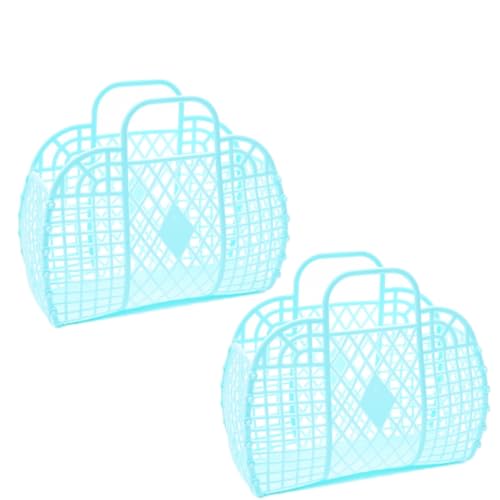 Cesta de almacenamiento hueca de plástico, reutilizable, portátil, plegable, para playa, hogar, mesita de noche, compras, juguetes, ropa Caja de Almacenamiento