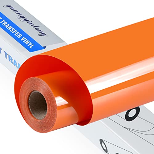 Guangyintong Htv Vinyl Rolls Heat Transfer Vinyl - 12" X 20Ft Orange Htv Vinyl For Shirts, Iron On Vinyl For All Cutter Machine - Easy To Cut & Weed For Heat Vinyl Design (Orange K7) #TOP8