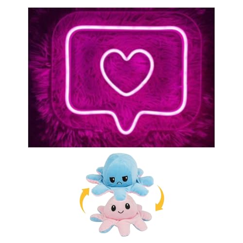 Image of EITHEO Stuffed Animal Plushie Stuffed Toy for Kids (Neon Leaf + Small Octopus Pink)