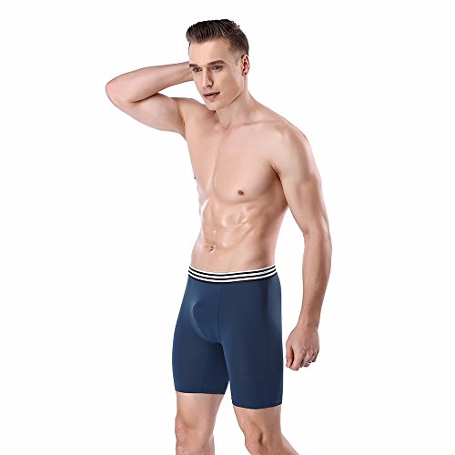 Men Active Modal Underwear Sport Quick Dry Performance Boxer Briefs Soft Breathable Trunks Underpants with Fly (Blue, 3XL)