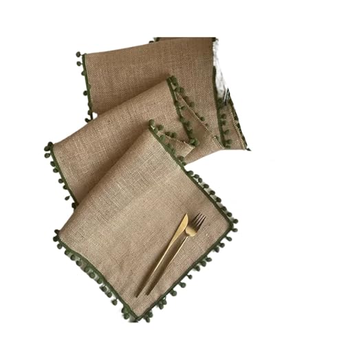 XUCZHAI Mantel de Yute for Boda, Festival, Navidad, Cubierta de Porche, Toalla, Mantel, Camino de Mesa, decoración Tejida de Lino y Viento(Green)