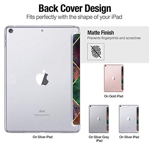 Image of DuraSafe Cases iPad PRO 12.9 2 Gen 2017 [ iPad 12.9 Inch 2nd ] A1670 A1671 MQDC2HN /A MQDD2HN /A MQDA2HN /A MP6H2HN /A Trifold Printed Hard Smart PC Transparent Back Cover - Diamond Grid