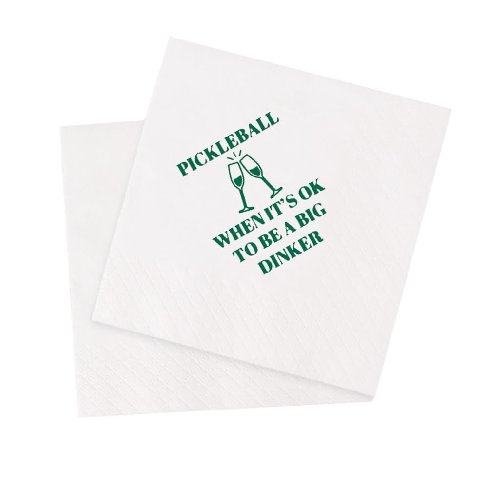 VOWFOO Funny Pickleball Cocktail Napkins 100Pcs Pickle Ball When It's Ok To Be A Big Drinker Paper Party Napkins for Pickleball Tournaments Birthday