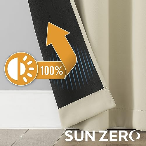 Sun Zero Nordic 2-Pack Theater Grade Noise Reducing Extreme 100% Blackout Grommet Curtain Panel Pair, 52" x 96, Cream Off-White by Sun Zero - Image 5