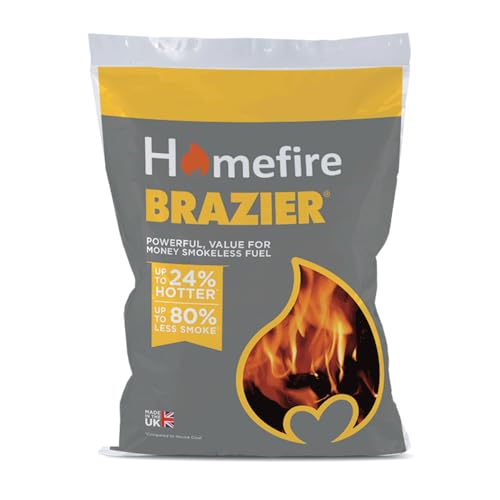 Homefiire Brazier Smokeless Coal 10kg | Long-Lasting Low-Emission Fuel for Open Fires & Multi-Fuel Stoves | Attractive Flame | Ready to Burn
