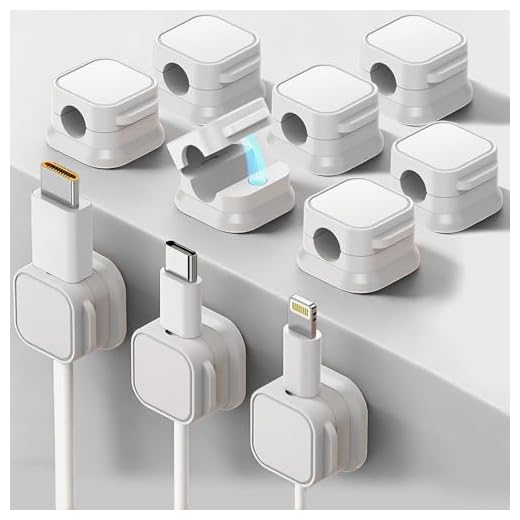 10 Pack Magnetic Cord Organizer Holder, Desk Cable Management, Neatly Hide Organize Charging Cords for Nightstand(White)