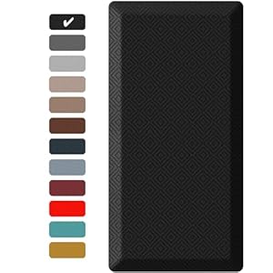 Ophanie Kitchen Mats for Floor, 3/4 inch Thick, 20×39 Anti Fatigue Cushioned Mat, Kitchen Rugs, Waterproof, Comfort Ergonomic Standing Mat for Office, Home, Sink, Black Non-Slip Ridged Bottom