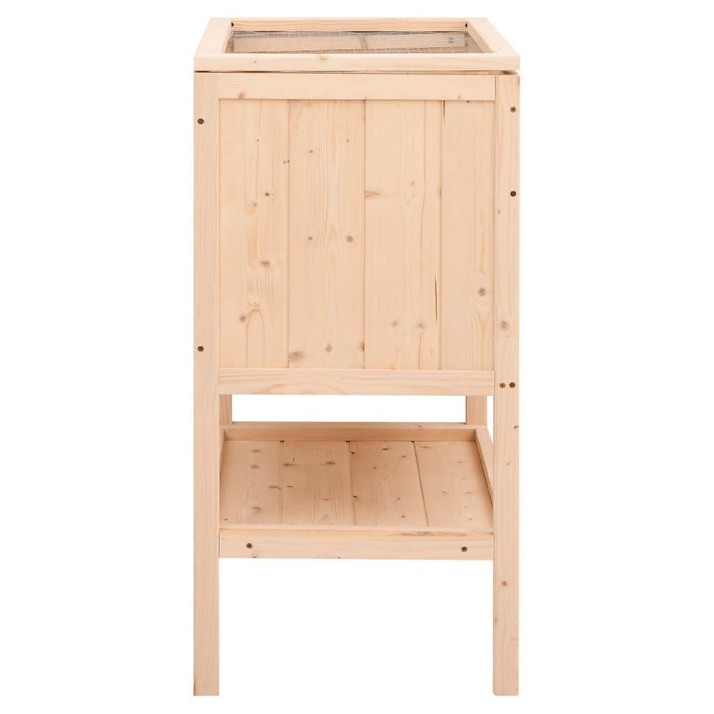 Jaula hámster madera maciza abeto 55x40x80 cm con escalera de dos niveles, techo rejilla metálica abierta, frontal acrílico transparente, estante de almacenamiento, para hámster Gerbille