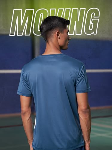 Image of FitMonkey Sports Breathable Crew Neck Dry Fit T Shirt | Regular Fit Cut & Sew T Shirt for Men |Sport T Shirt for Men |Quick Dry Technology with Moisture Control |Lightweight