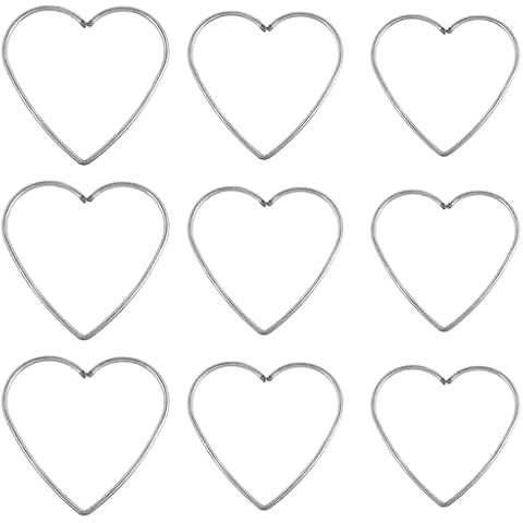 DECHOUS 9Pcs Heart Dream Catcher Rings, Metal Macrame Hoops Rings Dream Catcher Ring Heart Different Size Sliver Metal Rings for Crafts Dreamcatcher Macrame Wall Hanging Wreath, 8/10/12CM Cover