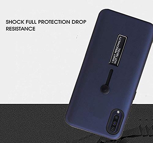 Image of Heartly Matte Finish Shockproof Dual Layer TPU + PC with Stand & Finger Holder Case Cover for Samsung Galaxy A70s / A70 - Blue