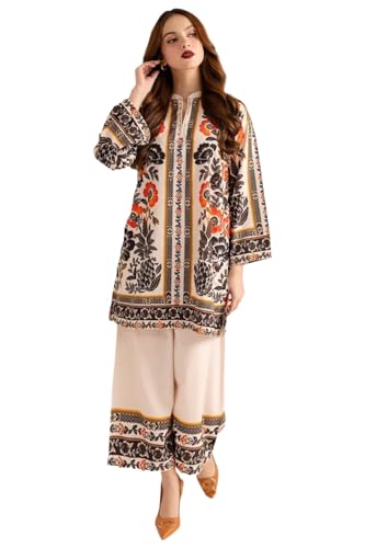 Image of GoSriKi Women's Ethnic Co-Ord Set | Kurta Palazzo Set | Stylish Rayon Viscose Suit Set for Women