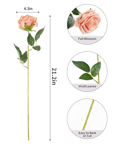 Roses artificielles corail clair pour sublimer vos centres de table de mariage et salons - 3