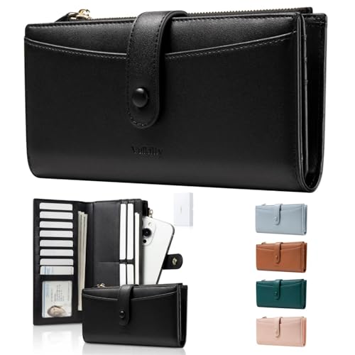 Ultra Slim Thin Leather Wallets Womens Bifold Credit Card Women's Wallets Card Cases Money Organizers for Women Ladies Female Cash Purse Wallet, Black