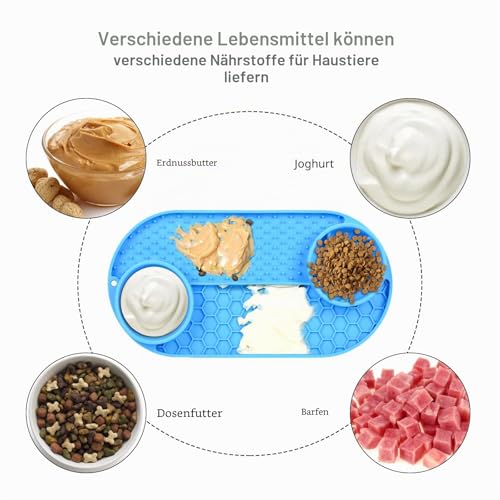 Lesipee Leckmatte für Hunde, 4 in 1 Slow Feeder Hundenapf mit rutschfestem Design, spülmaschinenfest, Angstlinderung Hundespielzeug Futtermatte für Butter Joghurt Erdnuss, Katzenfuttermatte zum Baden