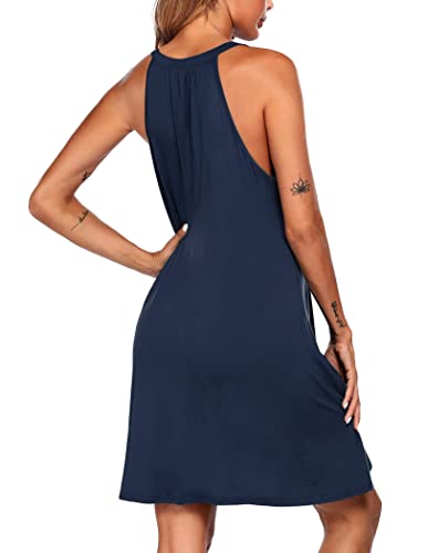 Image of Ekouaer Womens Nightgown Sleeveless Sleepwear V Neck Racerback Sleep Dress