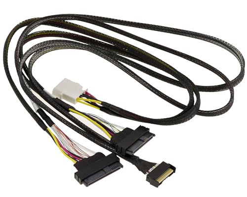 KALEA-INFORMATIQUE PCIe 5.0-Kabelkabel mit MCIO 8i 74-Pin-Steckern zu 2x SFF-8639 68 Pin U2 U3 Länge 80cm.