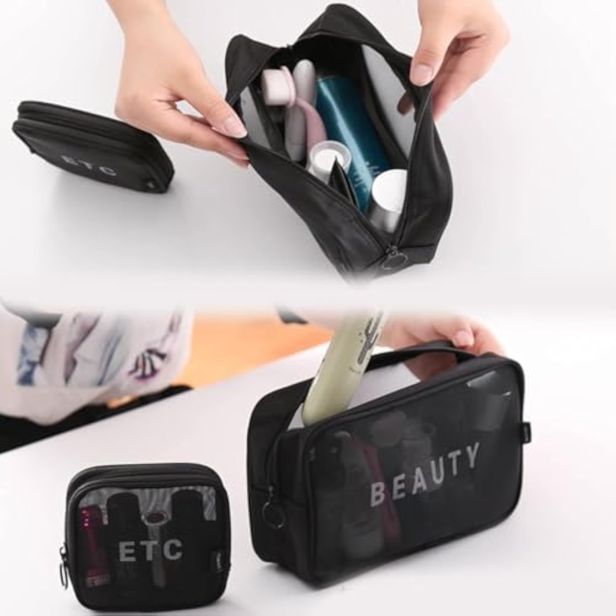 Cosmetic Organizer Bag Mesh Makeup Pouch for Women