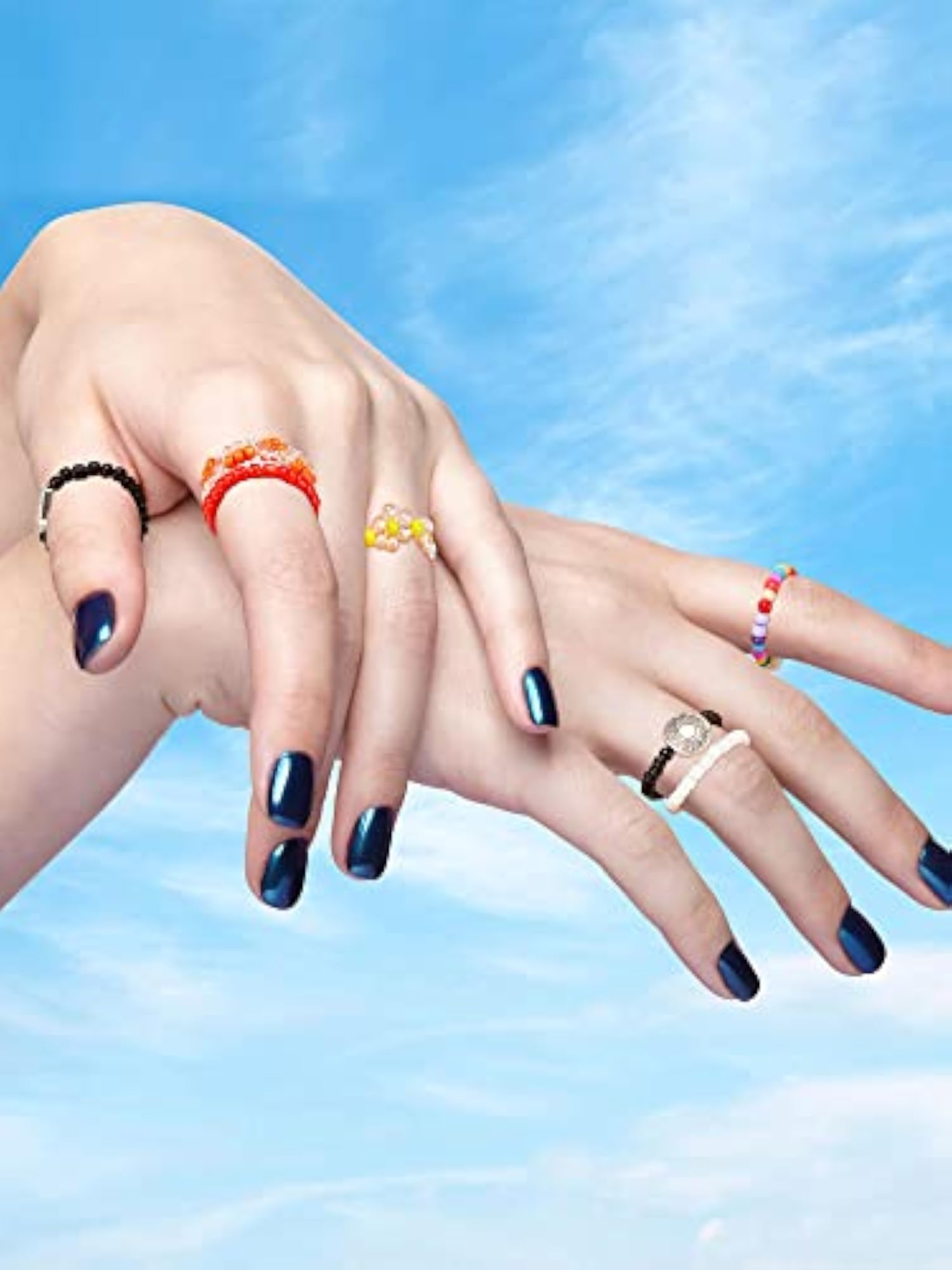 60 Pieces Flower Beads Set Handmade Bead Rings
