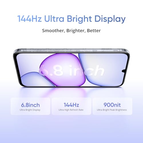Image of realme C83 Smartphone 6.8 Inch 144Hz Display 4GB RAM 64BG ROM 7000mAh Titan Battery Dimensity 6300 Processor Android 16, IP64 Waterproof Support AI Camera, Dual 5G SIM, GPS, WiFi Purple