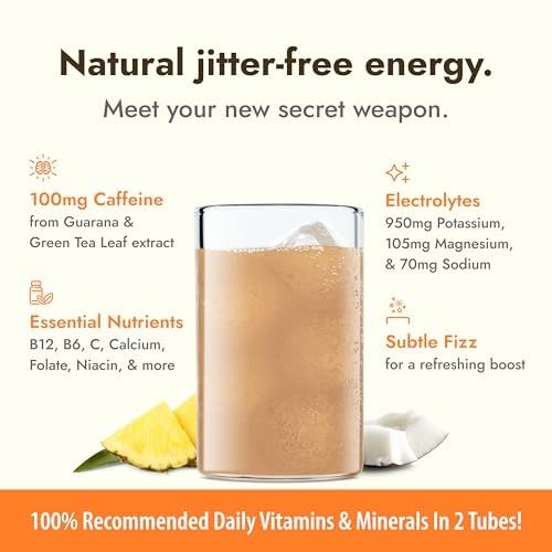 Image of Zipfizz Daily Energy Drink Powder, Pina Colada, 20 Pack | 3-in-1 Sustained Energy, Rapid Hydration, and Essential Vitamins | Sugar-Free | Electrolyte Powder | Contains Vitamin B-12 & Antioxidants