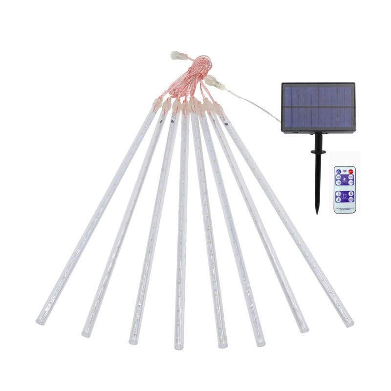 JiaHotion LED Meteor Shower Rain Lights,Outdoor String Lights, Waterproof Garden Lights 30cm 8 Tubes 144leds Snow Falling Raindrop Icicle Cascading Light for Holiday Wedding Xmas Tree Decor(White)