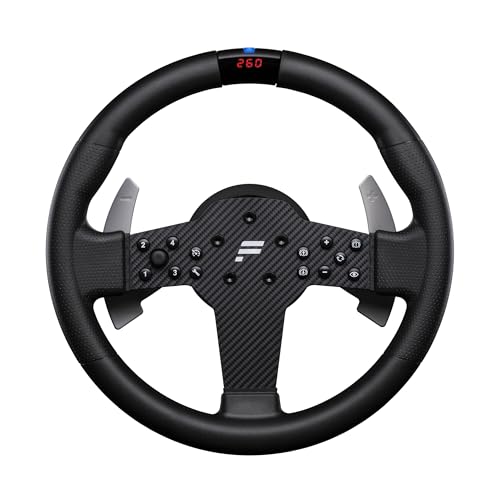 FANATEC Sim Racing CSL Volante P1 V2 (QR2 LITE) – Borde de goma, RevStripe, Pantalla LED, Levas de Cambio Metálicas, QR2 Lite para el Lado del Volante Preinstalado – PC