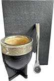 Genérico Mate Imperial Argentino Kit Mate (Mate Cup) y Bombilla de acero inoxidable, Mate de Calabaza, envuelto Cuero Hecho a Mano, incluye un Packing premium