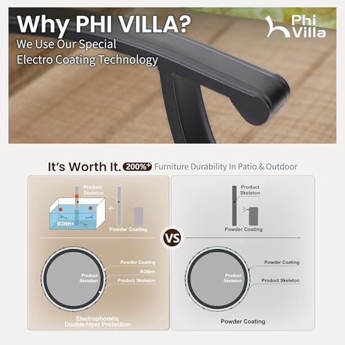 PHI VILLA Outdoor Swivel Bar Stools Set of 2, High Top Patio Chairs with Padded Textilene Seating, All-Weather Bar Height Furniture for Kitchen or Outside, Padded Brown Textilene - Image 9