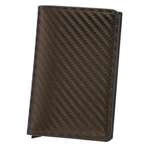 Cartera Tarjetero RFID Slim para Hombres, Billetera Automática y Compacta, Porta Tarjetas de Crédito, Seguridad RFID, Elegante y Duradera, Color Marrón