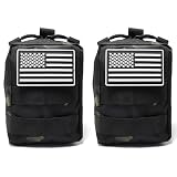 2 Pack Small Molle Pouches - Tactical Compact Water-Resistant EDC Pouch Bag Utility Belt Pouch Waist Pack Bag Black Camo