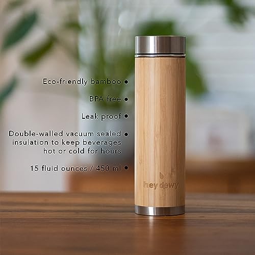 Hey-Dewy-Hydrate-Natrual-Bamboo-BPA-Free-Vacuum-Sealed-Insulated-Hot-Cold-15-oz-Water-Bottle
