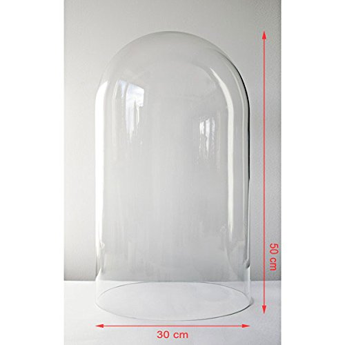EMH Grande cloche circulaire en verre soufflé à la bouche, dôme transparent de 50 cm