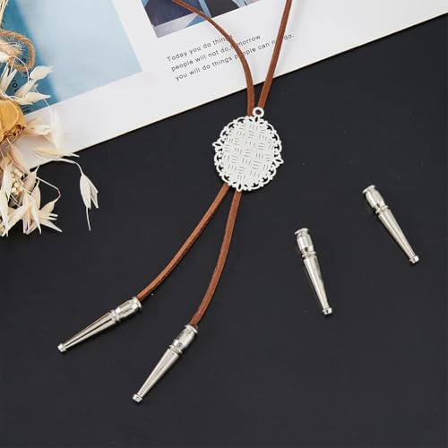 SUPERFINDINGS 4PCS Bolo Tie End Tips Replacement End Caps Bolo Tie Buckle Accessories Alloy Cord End for Bolo Tie Making DIY 3.7cm - Image 4