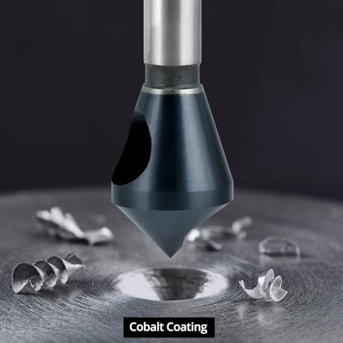 Image of QWORK 4PCS Cobalt Single-End Countersink Chamfer Tool Set, M35 High-Speed Steel, 90 Cutting Angle