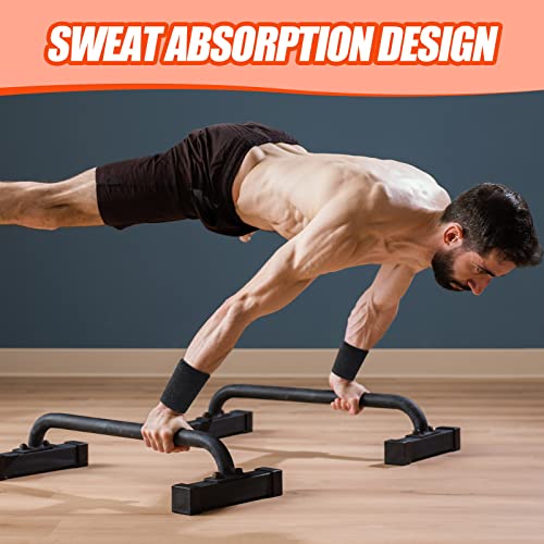 Wettarn 6 Pcs 4 Inch Cotton Elastic Wrist Bands for Sports, Gymnastics, Tennis, Football, Hiking, Cycling, Running (Black, about 4 x 3.15 inches, 10 x 8 cm) - Thumbnail 6