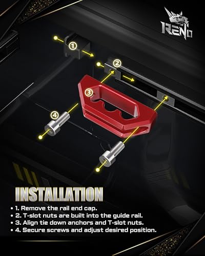 Image of RENO Bed Rail Cleats, Aluminum Tie Down Anchors for Cargo Trailer Compatible with Tacoma Tundra Gladiator Pickup Truck, Replaces PT278-35160 /35111 /35112 /35100-S1 /35050-S1 PT785-35050-S1 (Red, 6PCS)
