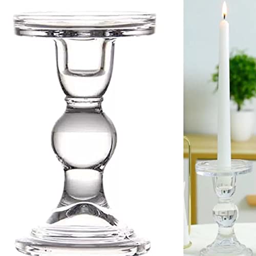 Castiçal Candelabro Porta Vela Vidro 14cm Mesa Jantar Centro