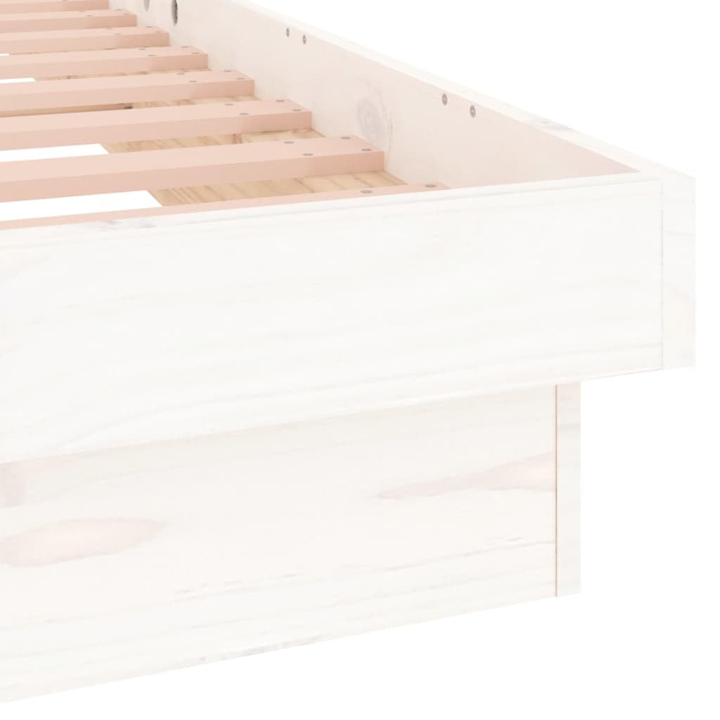vidaXL Struttura letto in legno massello di pino bianco LED con telecomando per colori chiari regolabili – Dimensioni 120 x 200 cm arredamento moderno camera da letto
