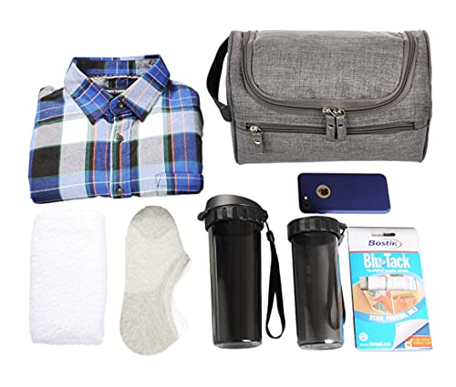 Image of Mens Travel Shaving Toiletry Bag Small Hanging Wash Organizer Dopp Kit Travel Accessories, Frosted Grey