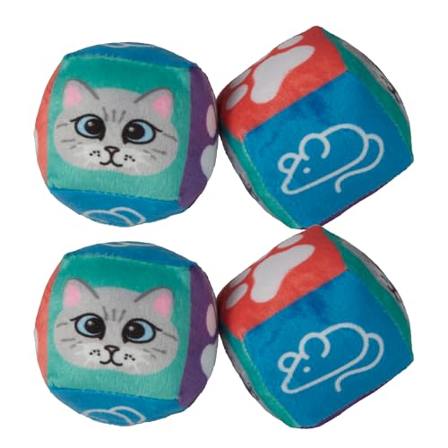 Caitec Presents Nala Cat Rolling Dice - Interactive Catnip Toy - Chase & Play, 4 Pack