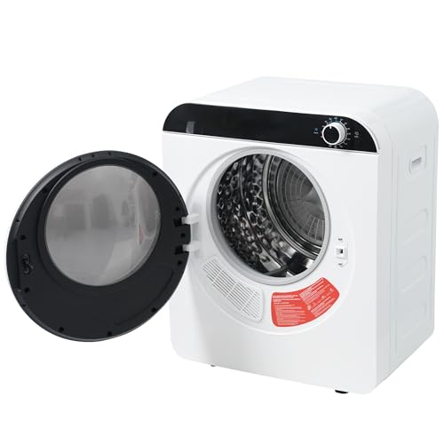 ECLIVON Secadora de Evacuación 4,5 kg con 4 Programas, Carga Frontal Secadora de Ropa 830 W, Montable en la Pared Secadora de Ropa con Tambor Inox, para Piso, Casa, Mobil Home, 59x49x43,5 cm, Blanco