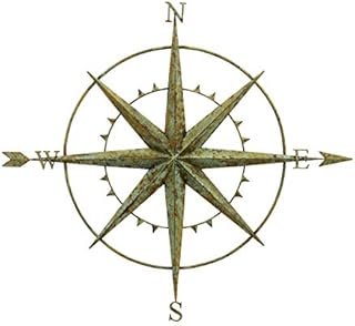 94cm Verdigris Metal Compass Wall Art Plaque - a lovely addition to your garden or interior