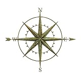 F&G Supplies 94cm Verdigris Metal Compass Wall Art Plaque - A Lovely Addition to Your Garden or Interior