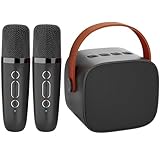 IROO Karaoke Machine for Kids, 2026 Top Birthday Gifts for 4, 5, 6, 7, 8, 9, 10, 12+Years Old Girls Boys Grandkids, Portable Bluetooth Speaker with 2 Wireless Microphones Party (Black)