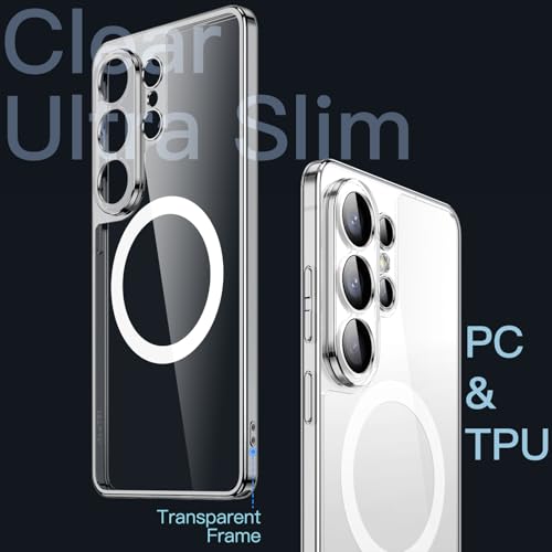 Image of JETech Magnetic Slim Cover Case for Samsung Galaxy S26 Ultra, Compatible with MagSafe, Camera Lens Full Protection, Ultra-Thin Lightweight Clear Minimalist Protective Phone Cover (Clear)