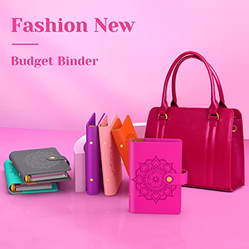 Aocii A6 Budget Binder With Zipper Envelopes, Cash Envelopes For Budgeting, Budget Sheets, Sticker, Labels, Ruler, Binder Divider, Money Saving Binder For Cash Organizer, Rose Red #TOP5